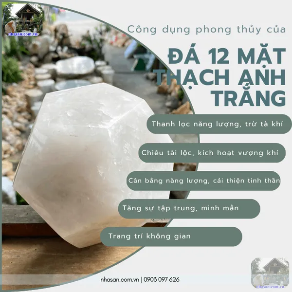 Đá 12 mặt thạch anh trắng 14cm - 3.72kg - QC1455