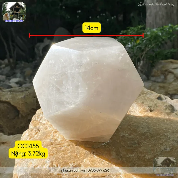 Đá 12 mặt thạch anh trắng 14cm - 3.72kg - QC1455