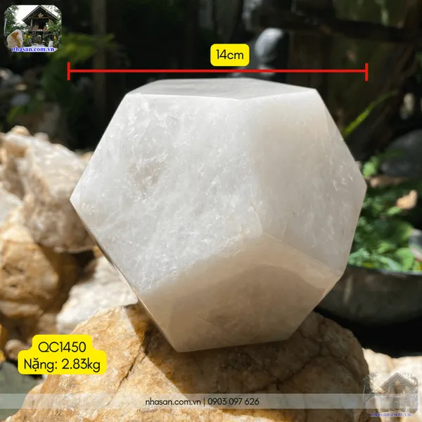 Đá 12 mặt thạch anh trắng 2.83kg - 14cm - QC1450