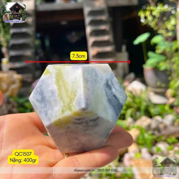 Đá cẩm thạch thiên nhiên 12 mặt 400gr - 7.3cm - QC1507