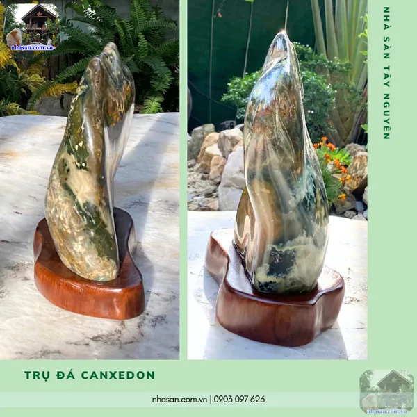 Trụ đá canxedon 7.4kg - Mang cả bức tranh 3D khu rừng thiên nhiên đến với bạn