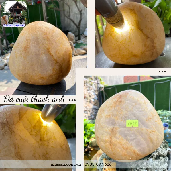 Đá cuội thạch anh 4.89kg, cao 14cm x ngang 16cm x dày 15cm - CU02