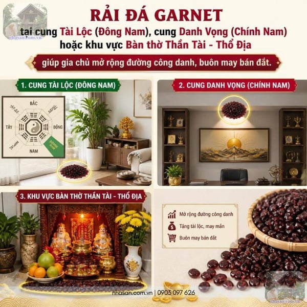Đá Garnet vụn (Ngọc Hồng Lựu) tự nhiên – Năng lượng đỏ hóa giải hàn khí, tăng địa khí cho ngôi nhà