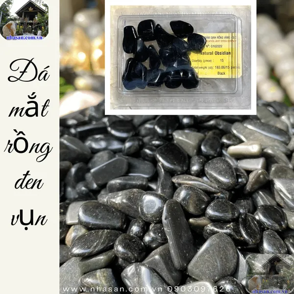 Đá mắt rồng đen vụn phong thủy