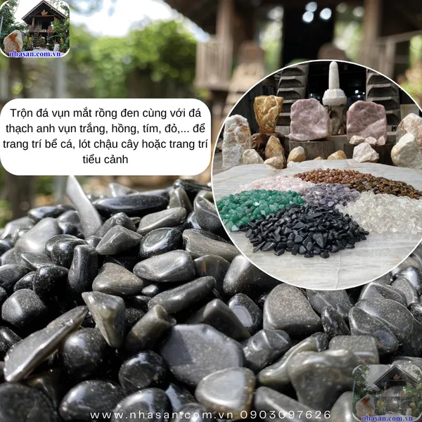 Đá mắt rồng đen vụn phong thủy