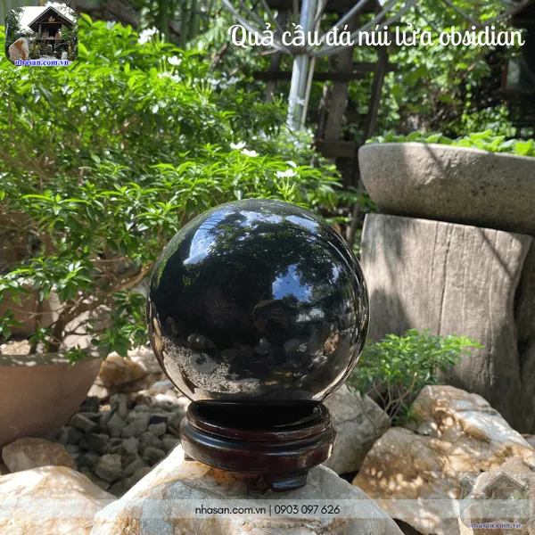 Quả cầu đá núi lửa obsidian 5.6kg-16cm-QC1417