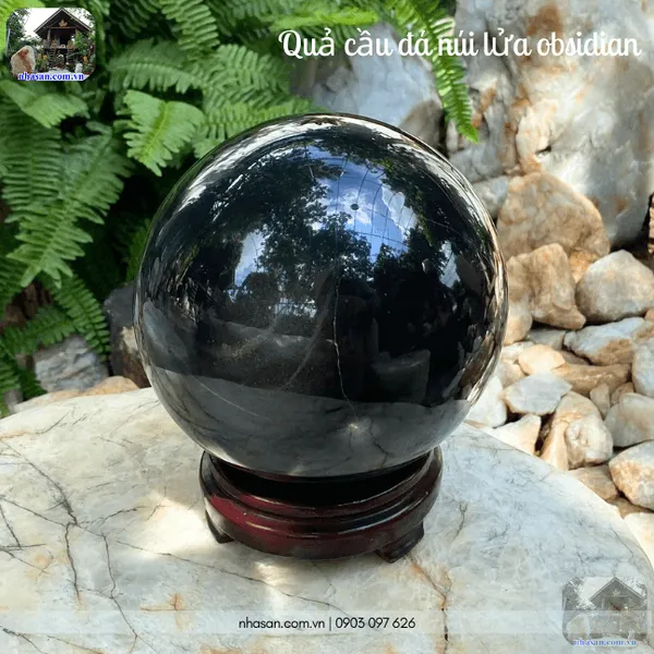 Quả cầu đá núi lửa obsidian 5.6kg-16cm-QC1417