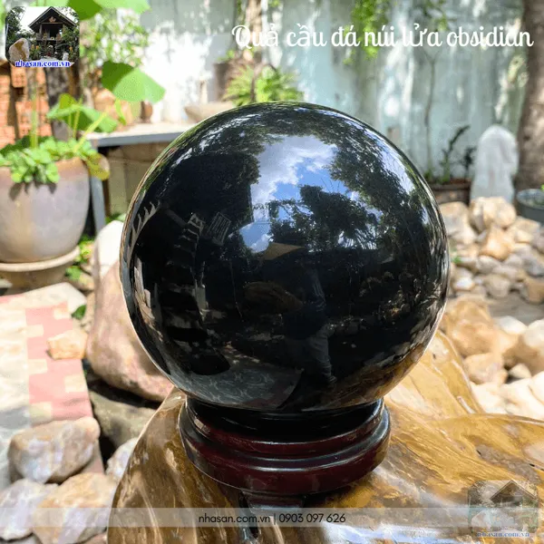 Quả cầu đá núi lửa obsidian 5.6kg-16cm-QC1417