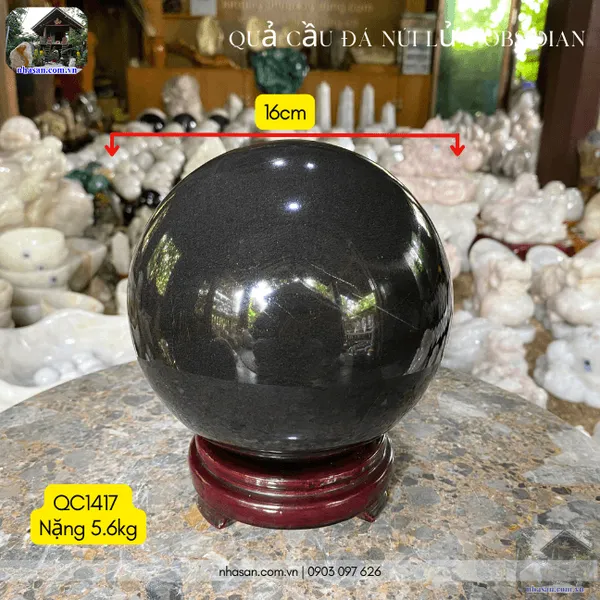 Quả cầu đá núi lửa obsidian 5.6kg-16cm-QC1417