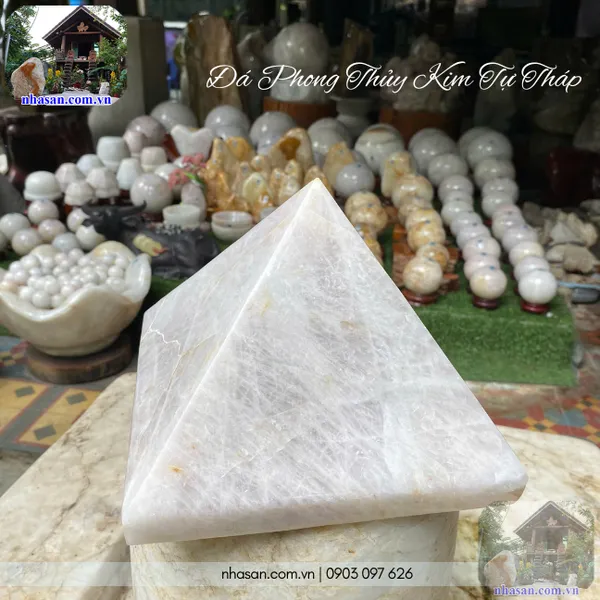 Đá phong thủy kim tự tháp nặng 8kg, cao 16cm x ngang 21cm -  T714 