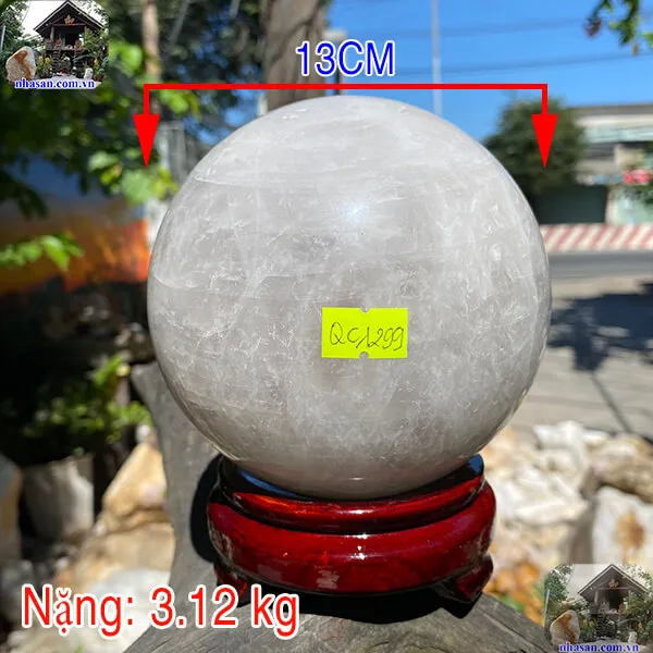 Quả cầu thạch anh trắng QC1299 - 3.12kg - 13cm