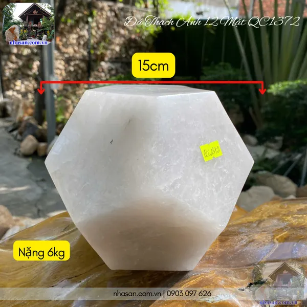 Đá thạch anh 12 mặt QC1372 - 6kg - 15cm
