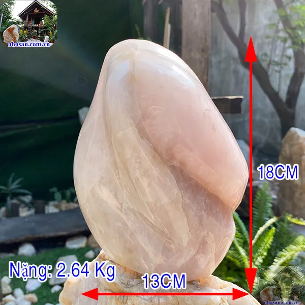 Đá thạch anh hồng phong thuỷ T690, nặng 2.64kg, kích thước 18x13x7 cm