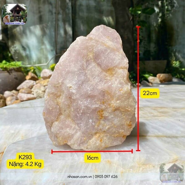 Đá thạch anh hồng thô K293 - 4.2kg, đá decor tự nhiên