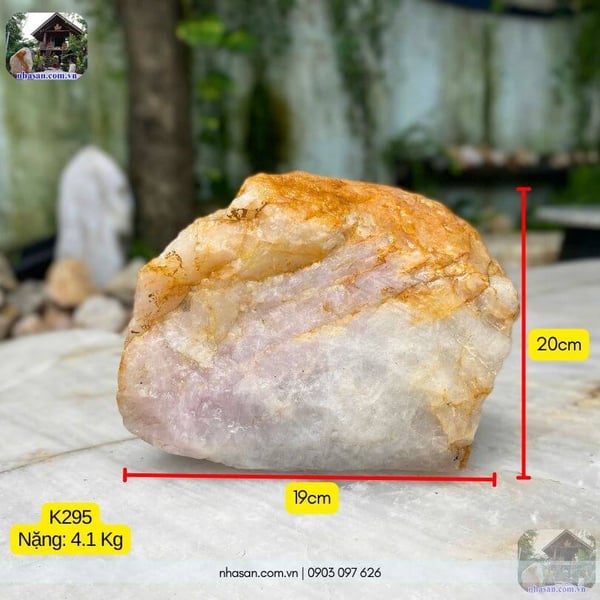 Khối đá thạch anh hồng thô K295 - 4.1kg