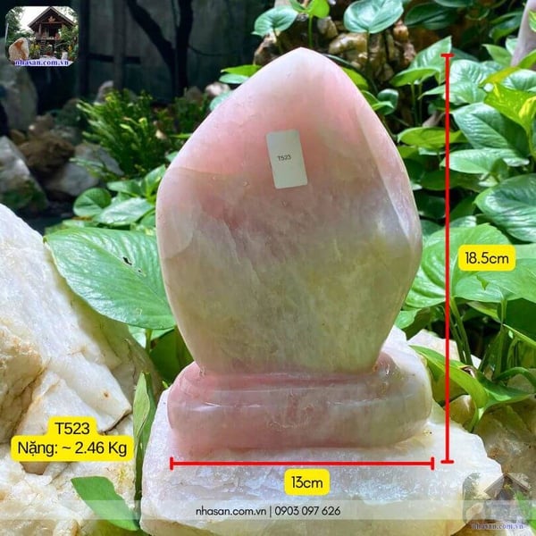 Trụ đá thạch anh hồng tự nhiên 2.46kg - T523