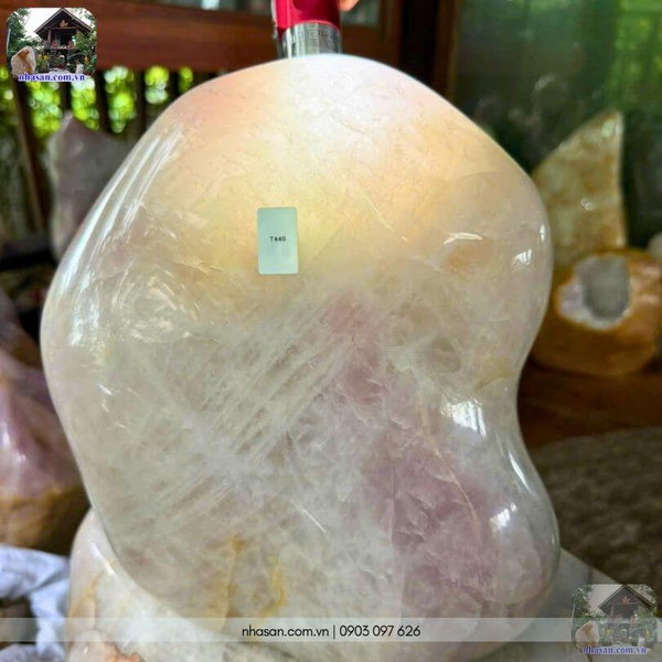 Trụ đá thạch anh hồng 9.2kg, cao 26cm x ngang 21cm x dày 14cm - T449