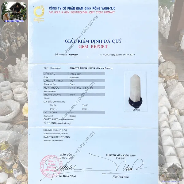 Đá thạch anh lục giác T719 nặng 43.5kg, cao 53.5cm x ngang 24cm