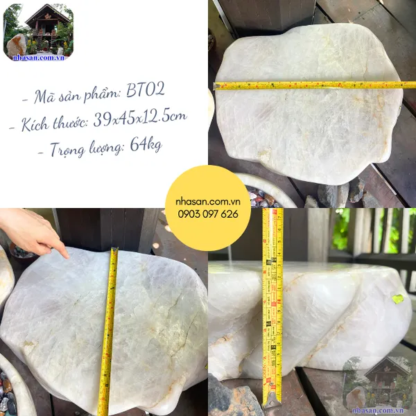 Đá thạch anh ngồi thiền nặng 64kg, dài 45cm x rộng 39cm x cao 12.5cm - BT02 