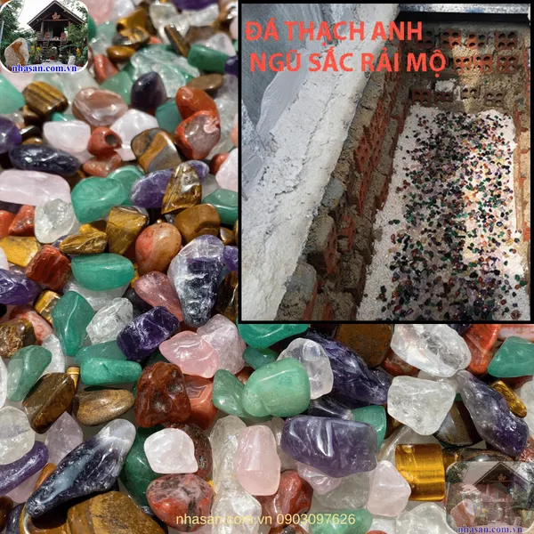 Đá thạch anh ngũ sắc rải mộ phong thủy