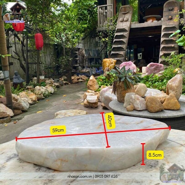 Tấm đá thạch anh thiền 38.5kg (59x40x8.5cm) - BT04