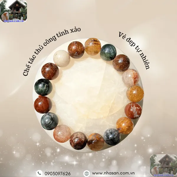 Vòng đá thạch anh tóc ngũ sắc - Bùa hộ mệnh may mắn, tài lộc