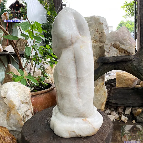 Trụ đá thạch anh trắng 65kg, cao 61cm x ngang 27cm - T554