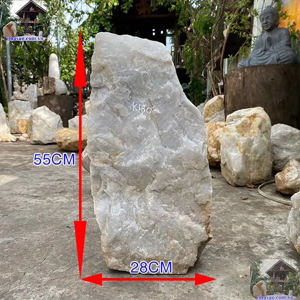 Đá thạch anh trắng thô 55kg- K180