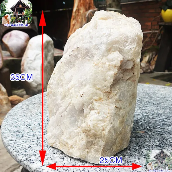 Đá thạch anh trắng thô khối 22kg-K123