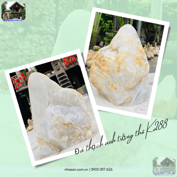 Đá thạch anh trắng thô K288 nặng 7.5kg, cao 28cm x ngang 23cm x dày 8cm