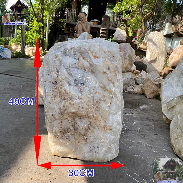 Đá thạch anh trắng thô khối 80kg-K160