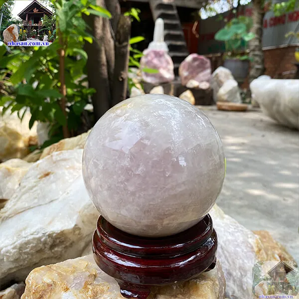 Quả cầu thạch anh hồng 10cm-1.4kg-QC1126