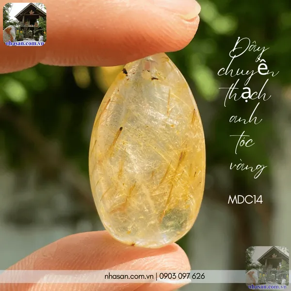 Dây chuyền thạch anh tóc vàng nặng 7gr, cao 3.1cm x ngang 1.7cm - MDC14