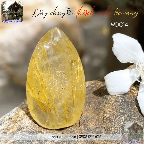 Dây chuyền thạch anh tóc vàng nặng 7gr, cao 3.1cm x ngang 1.7cm - MDC14