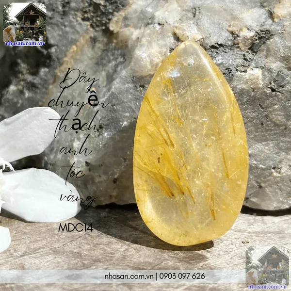 Dây chuyền thạch anh tóc vàng nặng 7gr, cao 3.1cm x ngang 1.7cm - MDC14