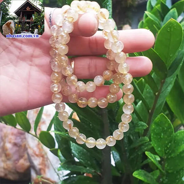Vòng tay thạch anh tóc vàng 3 quấn