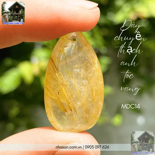 Dây chuyền thạch anh tóc vàng nặng 7gr, cao 3.1cm x ngang 1.7cm - MDC14