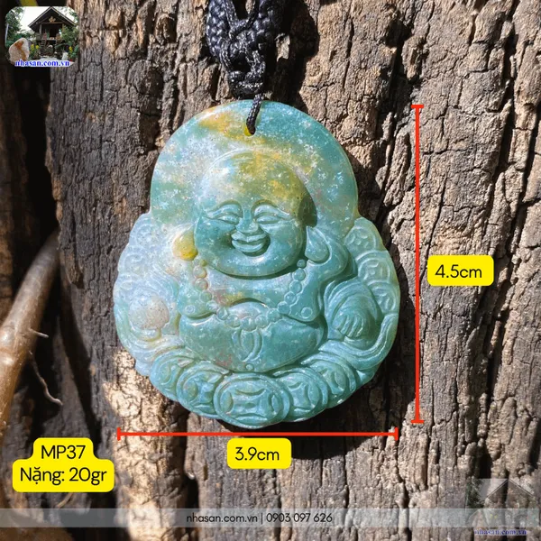 Dây đeo mặt Phật Di Lặc cười nặng 20gr, cao 4.5cm x ngang 3.9cm - MP37