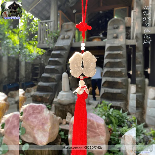 Dây treo ô tô tỳ hưu song hành bằng ngọc bích tự nhiên