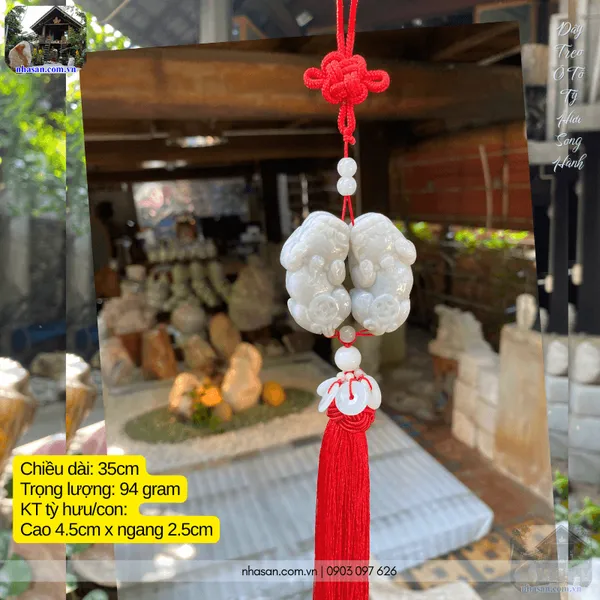 Dây treo ô tô tỳ hưu song hành bằng ngọc bích tự nhiên