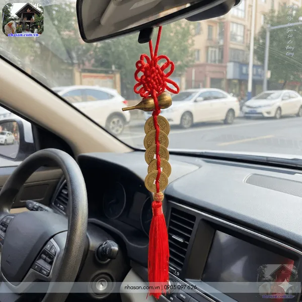 Dây xu ngũ đế gắn hồ lô bằng đồng - Vật phẩm chiêu tài, hóa sát, cầu bình an