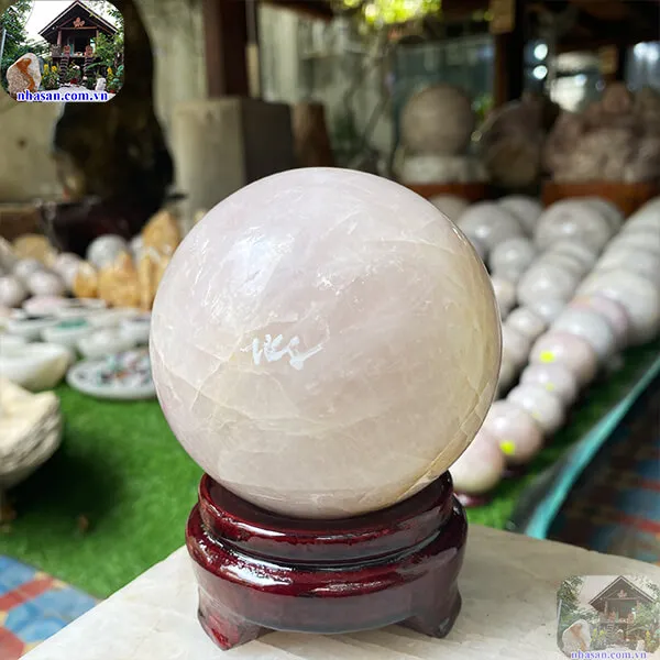 Quả cầu thạch anh hồng 9cm-1.1kg-QC1038