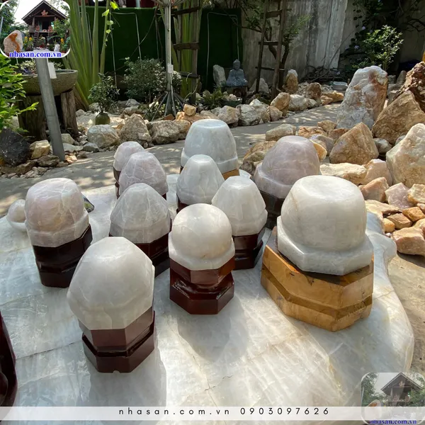 Đèn ngủ đá thạch anh cao cấp trang trí, trấn trạch