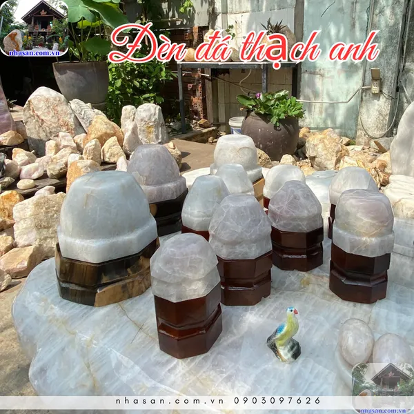 Đèn ngủ đá thạch anh cao cấp trang trí, trấn trạch