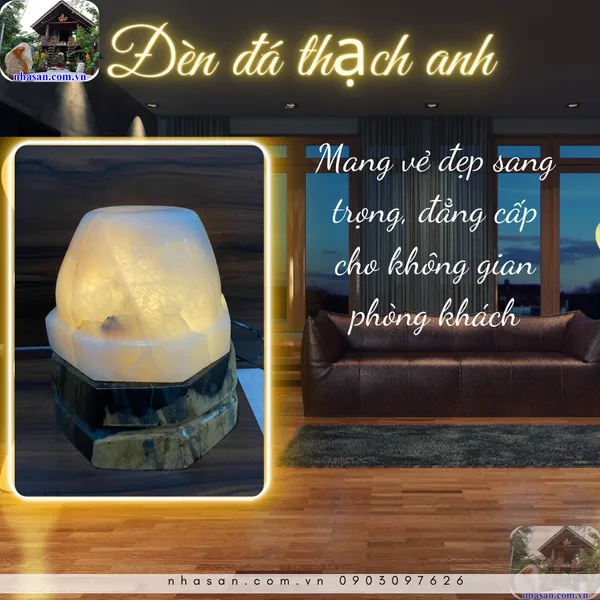 Đèn ngủ đá thạch anh cao cấp trang trí, trấn trạch