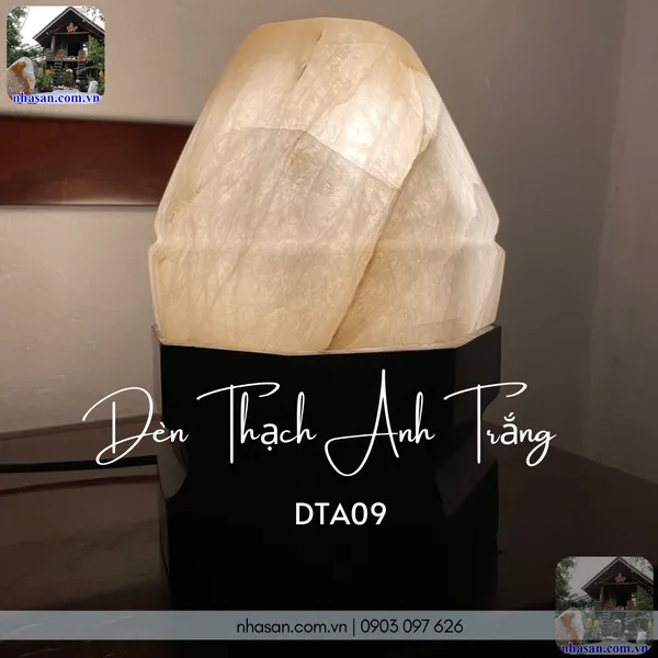 Đèn thạch anh trắng DTA09 nặng 3,25kg, kích thước: cao 20cm x ngang 13cm
