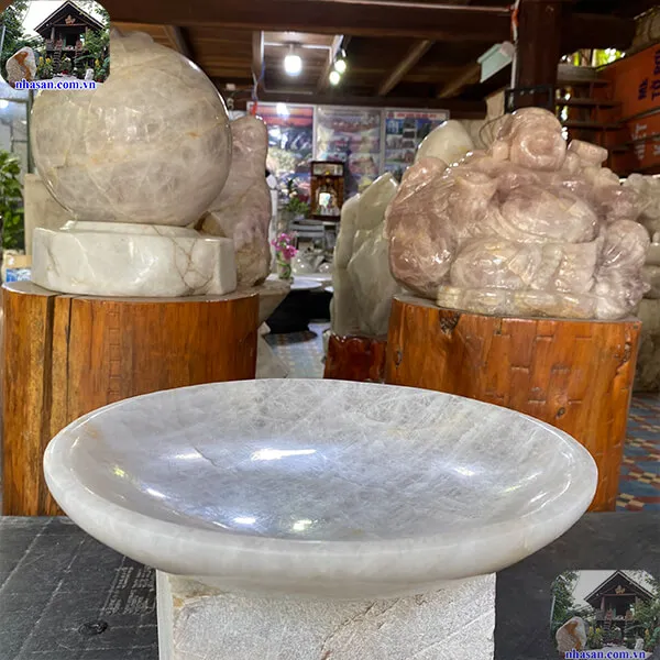 Đĩa đá thạch anh trắng tự nhiên 2.52kg-D05