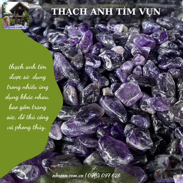 Đá thạch anh vụn tím đánh bóng phong thủy