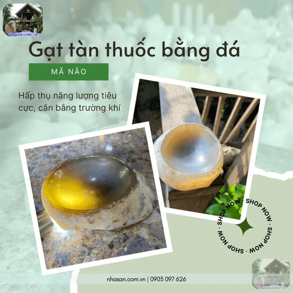 Gạt tàn thuốc bằng đá mã não GTT01 nặng 560gr, kích thước 10x12cm