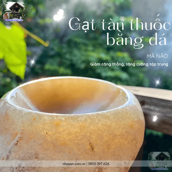 Gạt tàn thuốc bằng đá mã não GTT01 nặng 560gr, kích thước 10x12cm